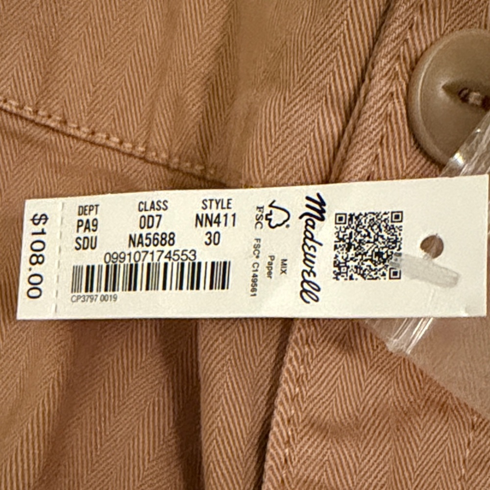 Madewell Garment-Dyed '90s Straight Cargo Pant/NWT/30 - Picture 13 of 16